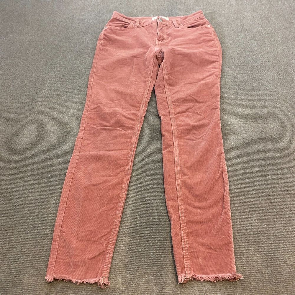 We The Free Pants Womens 25 Pink Corduroy Regular Fit Raw Hem Preppy Skinny Leg